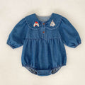 Baby Girl Cartoon Embroidery Denim Dress