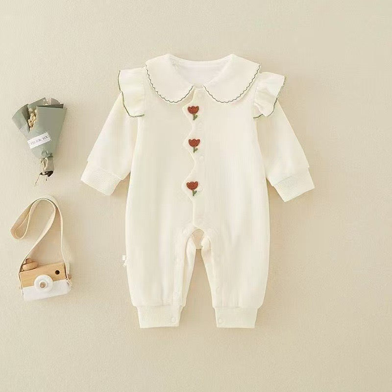 Korean Style Baby Double Layer Romper Autumn Long Sleeve Outfit