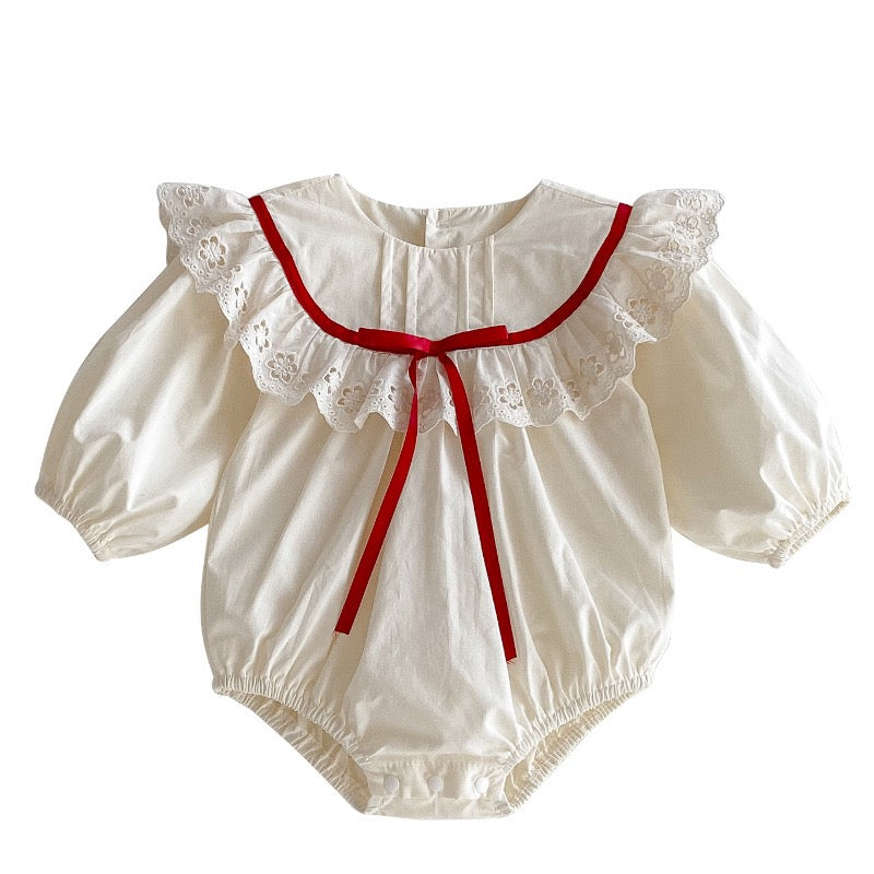 Women's Bodysuit/Dress with Lace and Bow