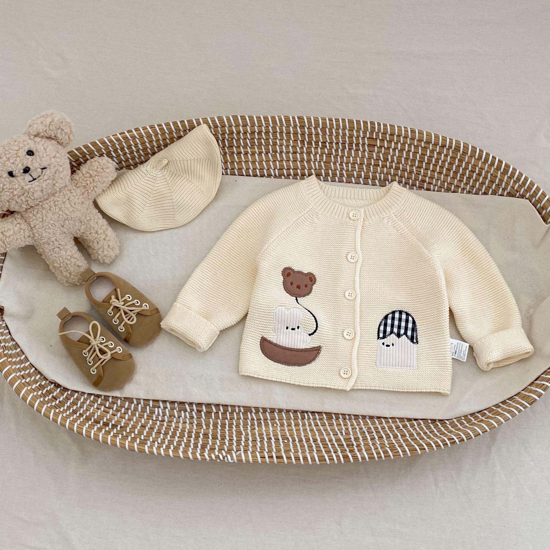 Children's Knitted Cardigan with Teddy Bears