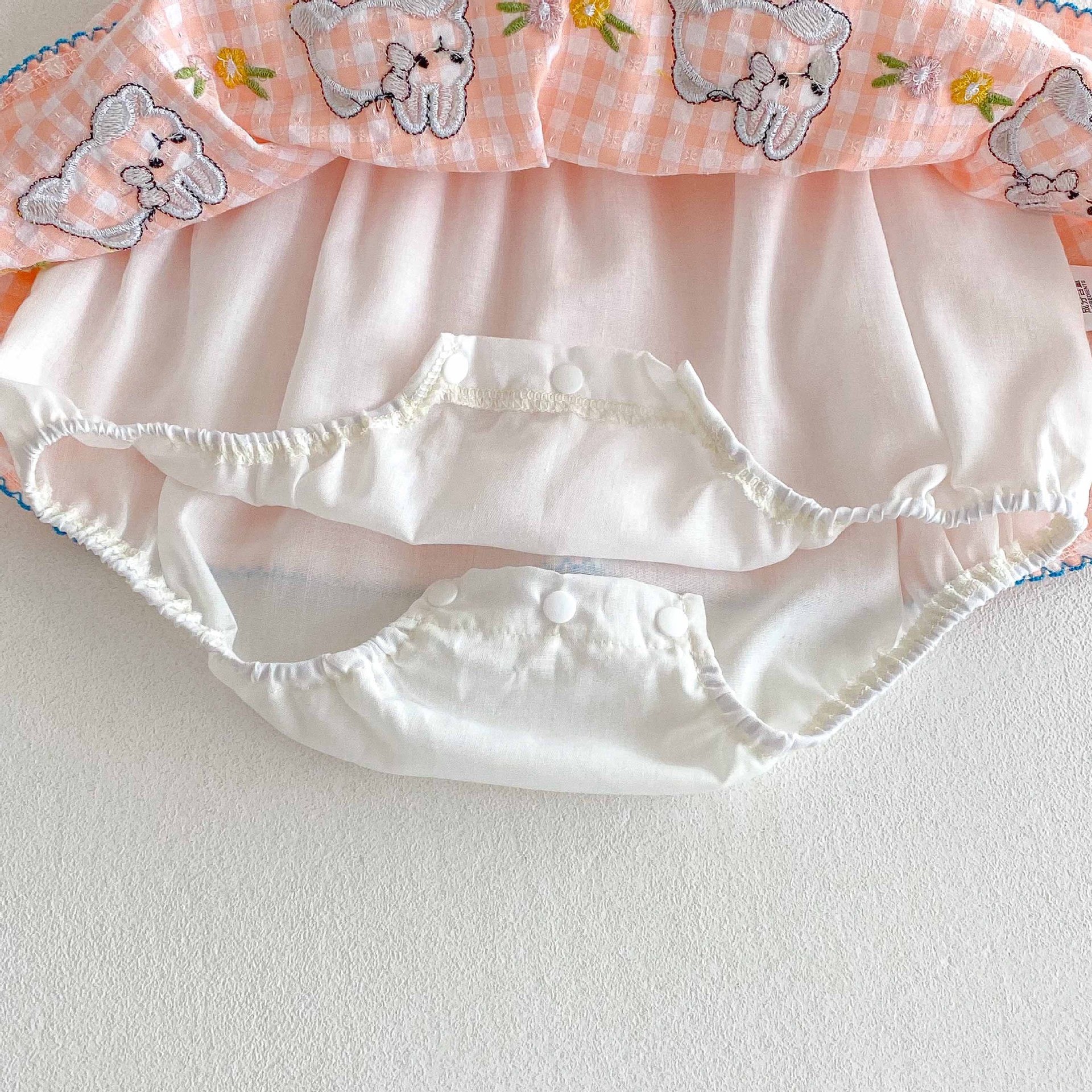 Baby Girl Floral Bunny Plaid Romper