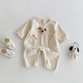 Baby Cartoon Letter Embroidered Long Sleeve Romper