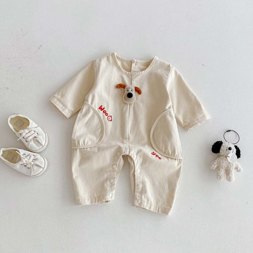 Baby Cartoon Letter Embroidered Long Sleeve Romper
