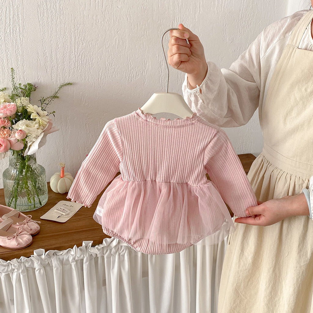 Baby Bodysuit with Tulle Skirt and Hearts