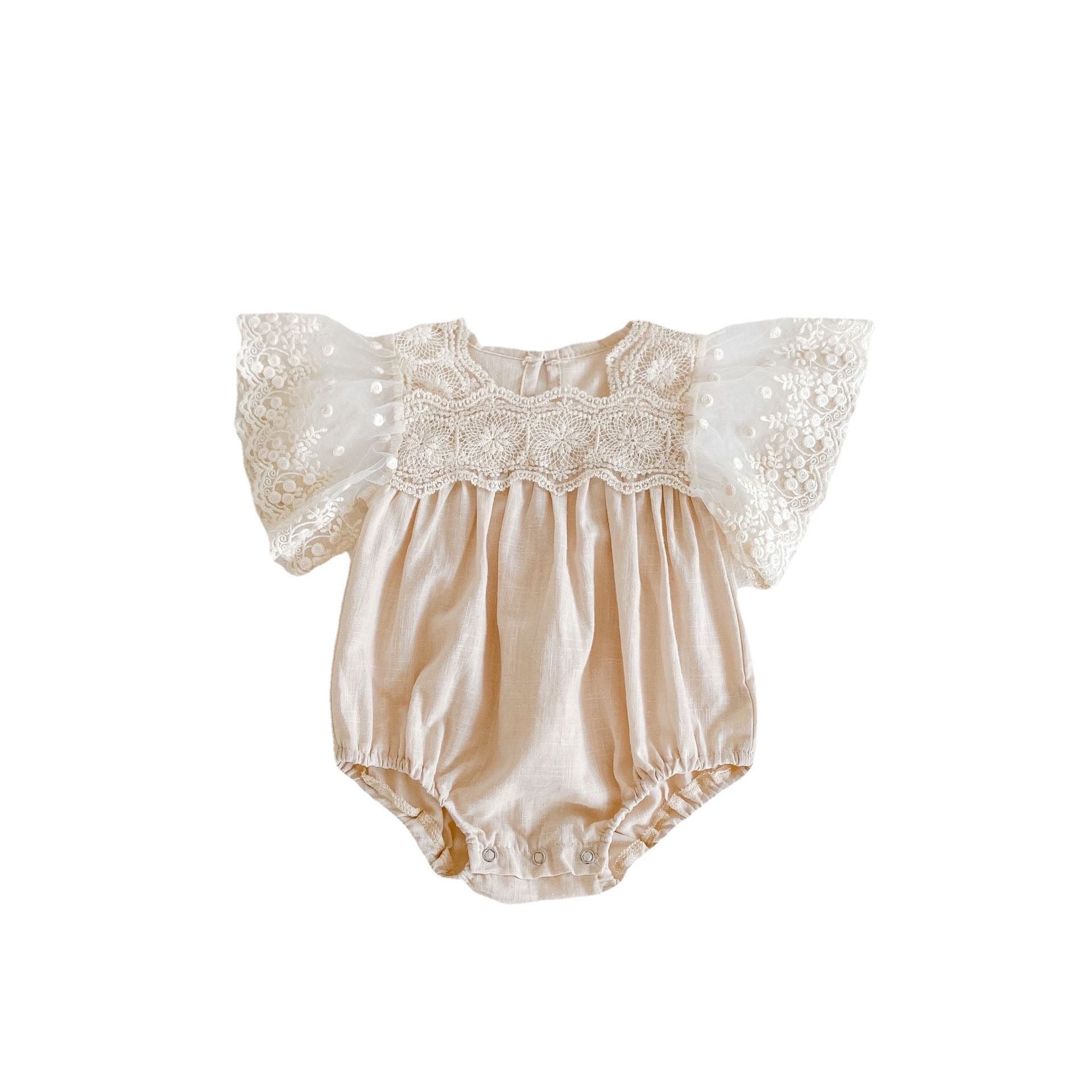 Baby Bodysuit with Lace Tulle Sleeves