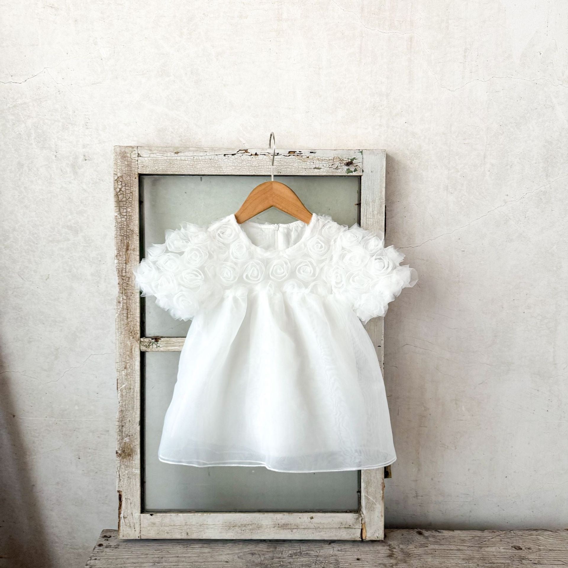 Sweet Short Sleeved Lace Flower Fairy Mesh Baby Dress