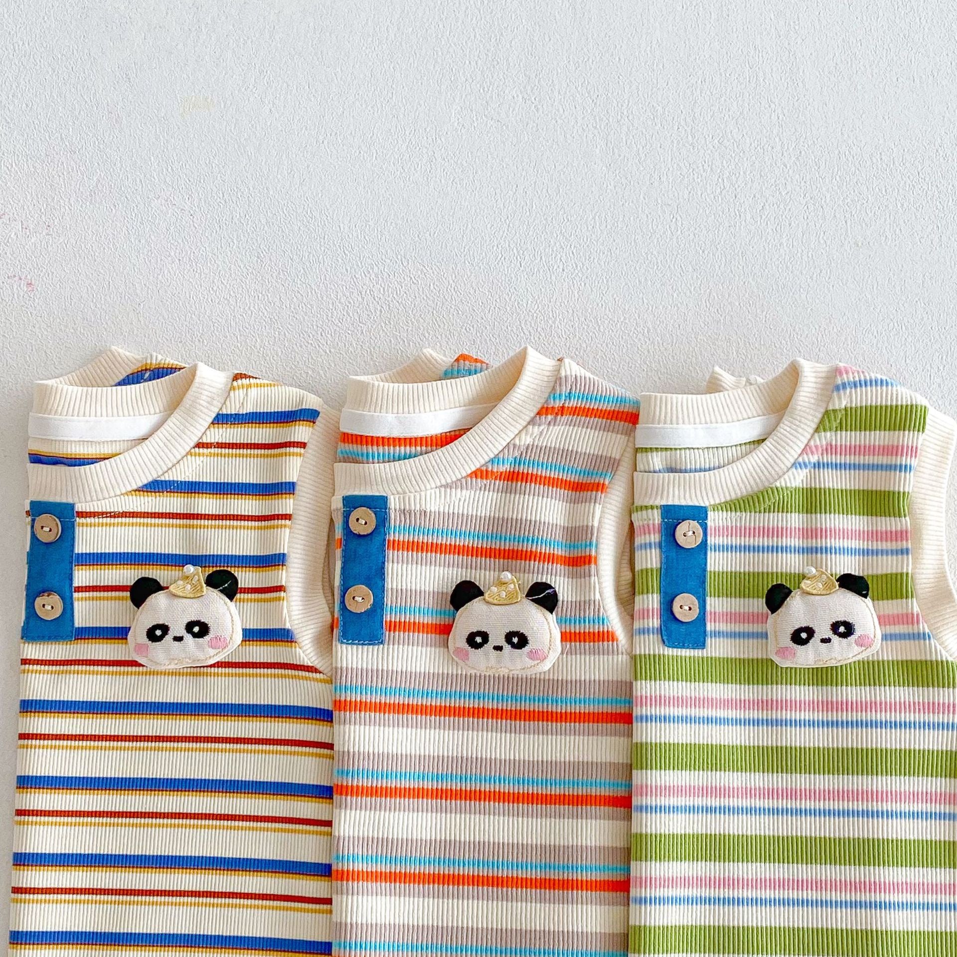 Baby Cartoon Striped Vest Romper