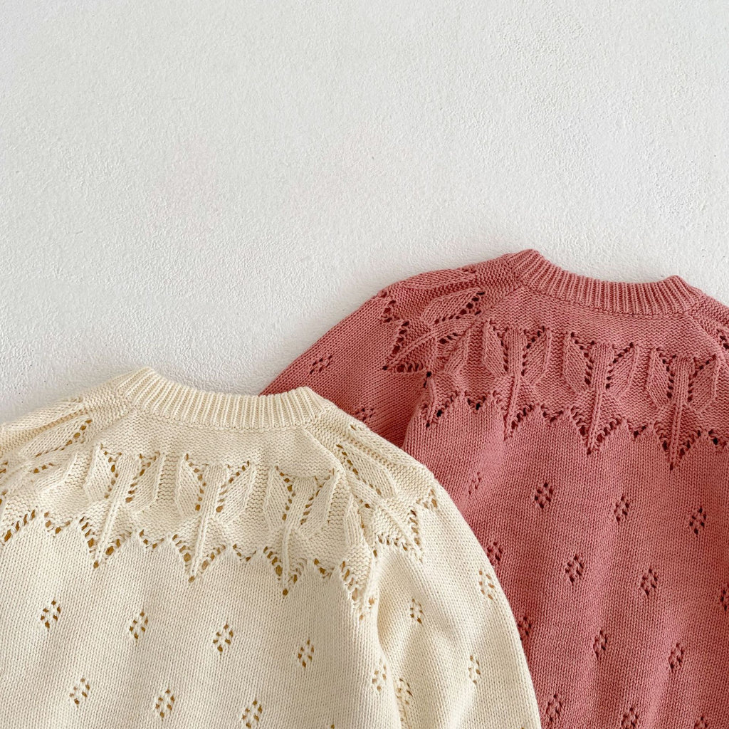 Baby Girls Jacquard Hollow Out Knit Cardigan