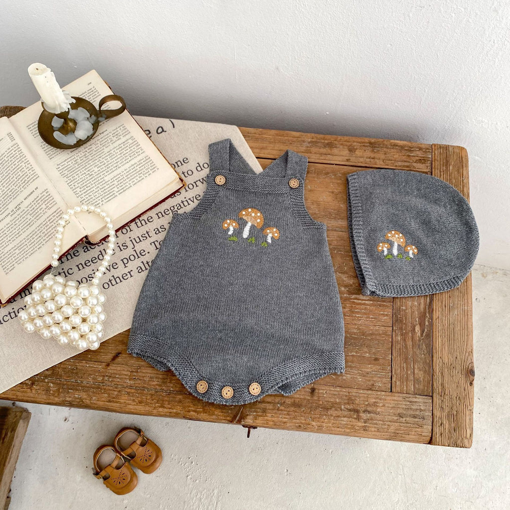 Baby Bodysuit with Mushroom Knit
