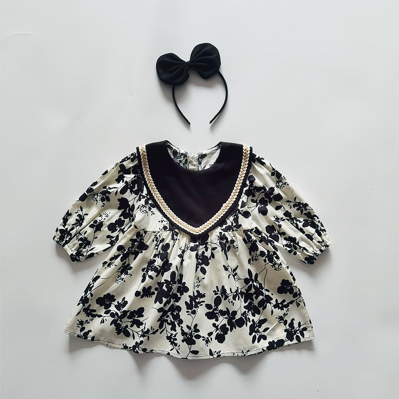 Black Floral Bodysuit/Dress for Women