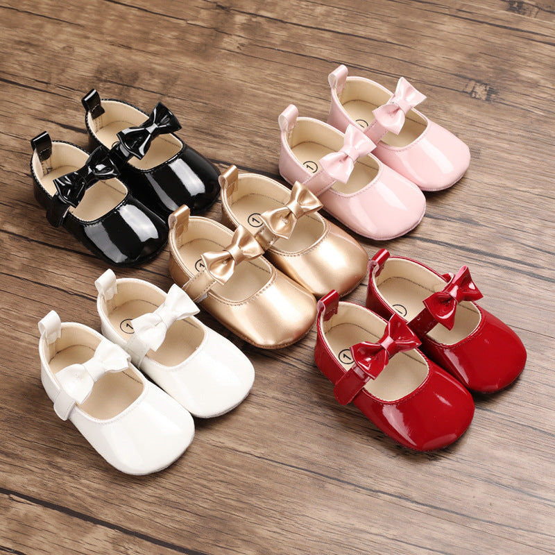 Solid color bow princess shoes