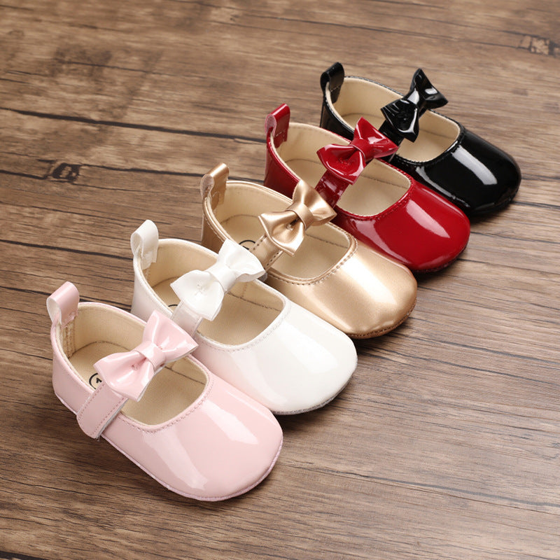 Solid color bow princess shoes