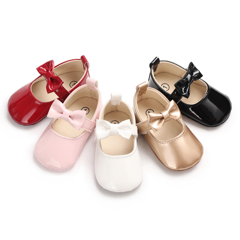 Solid color bow princess shoes