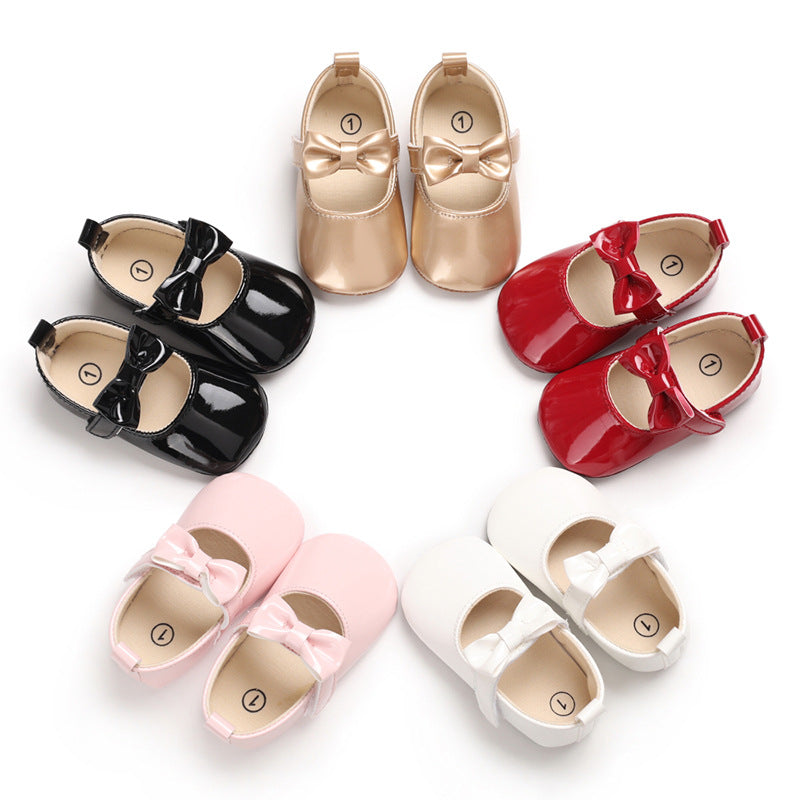 Solid color bow princess shoes