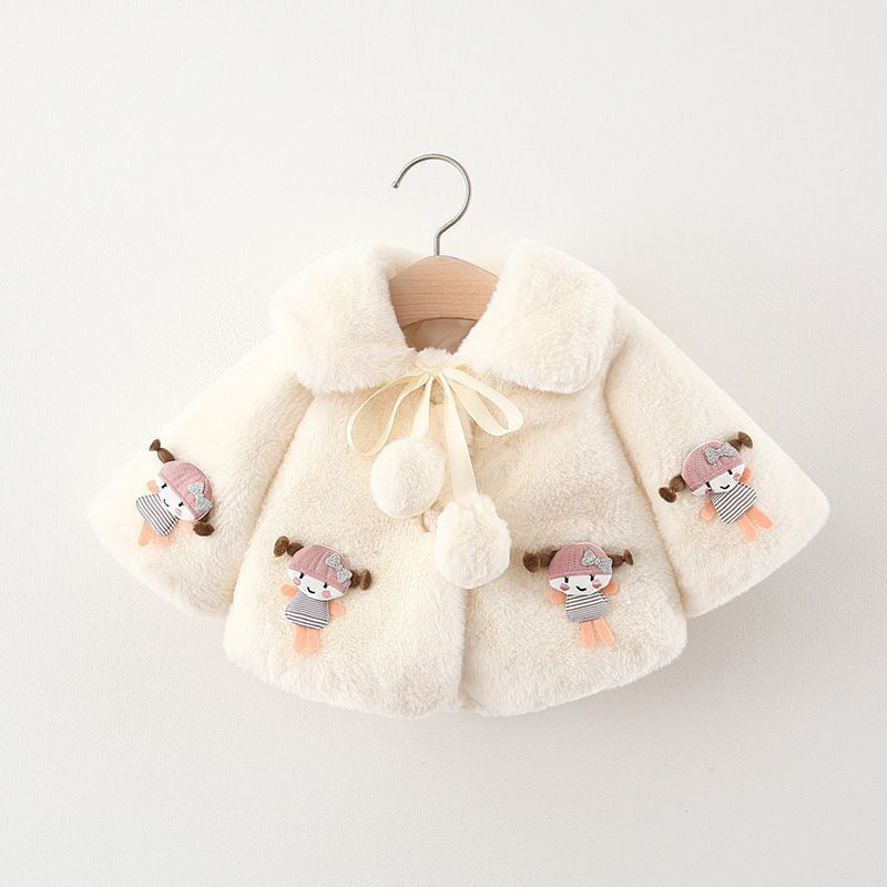 Children's Jacket with Pompom and Doll Design