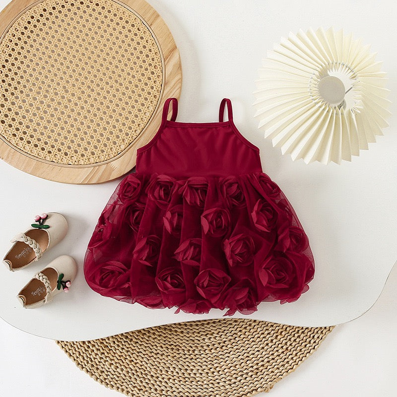 Children's Red Flowers Dress