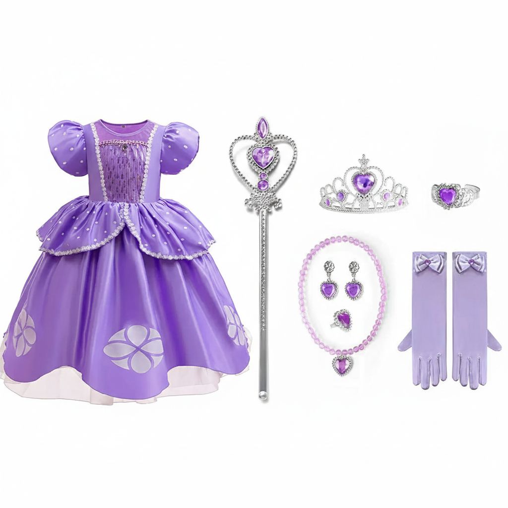 Purple Party Dress with Accessories