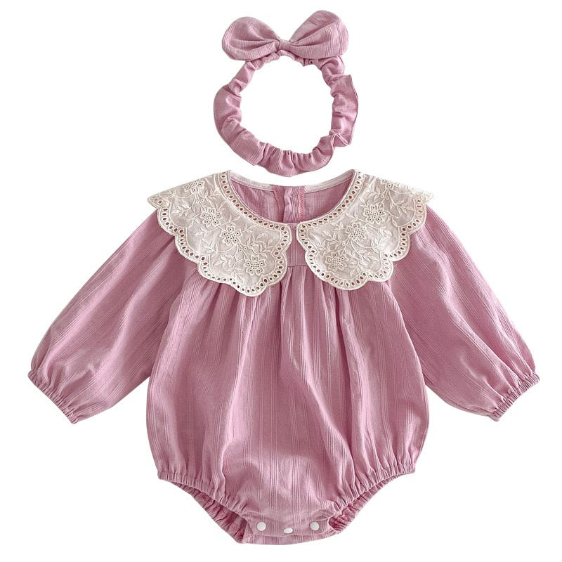 Bodysuit/Dress with Lace Collar