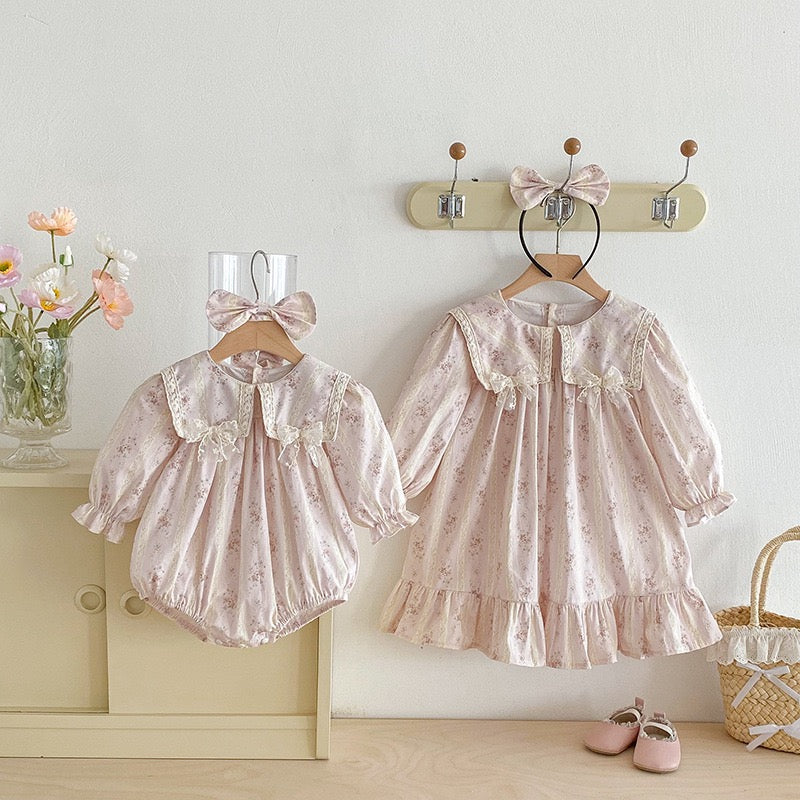 Infant Clothes Girls Family Sisters Matching Outfits Bow Bodysuit
