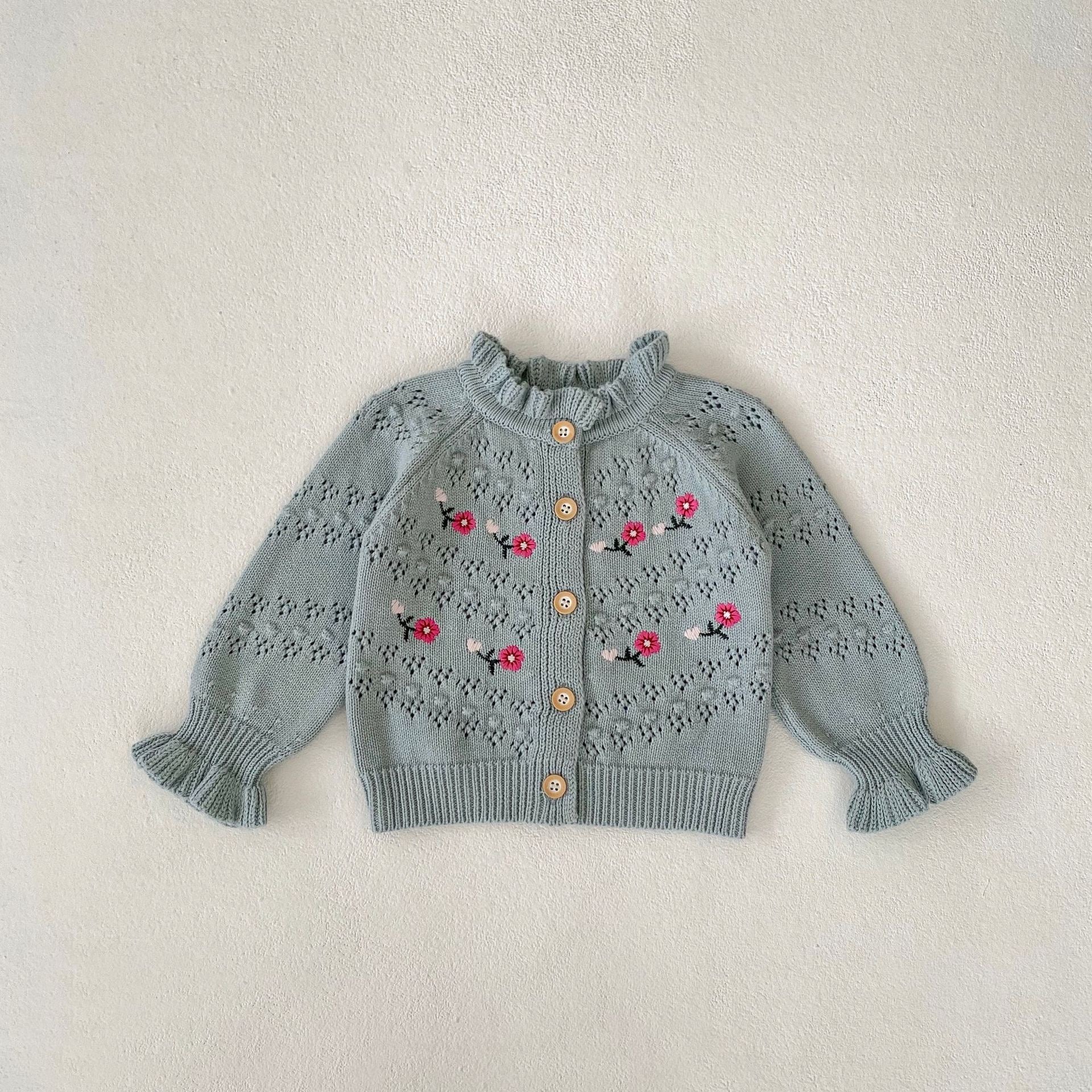 Children's Knitted Jacket with Little Flowers