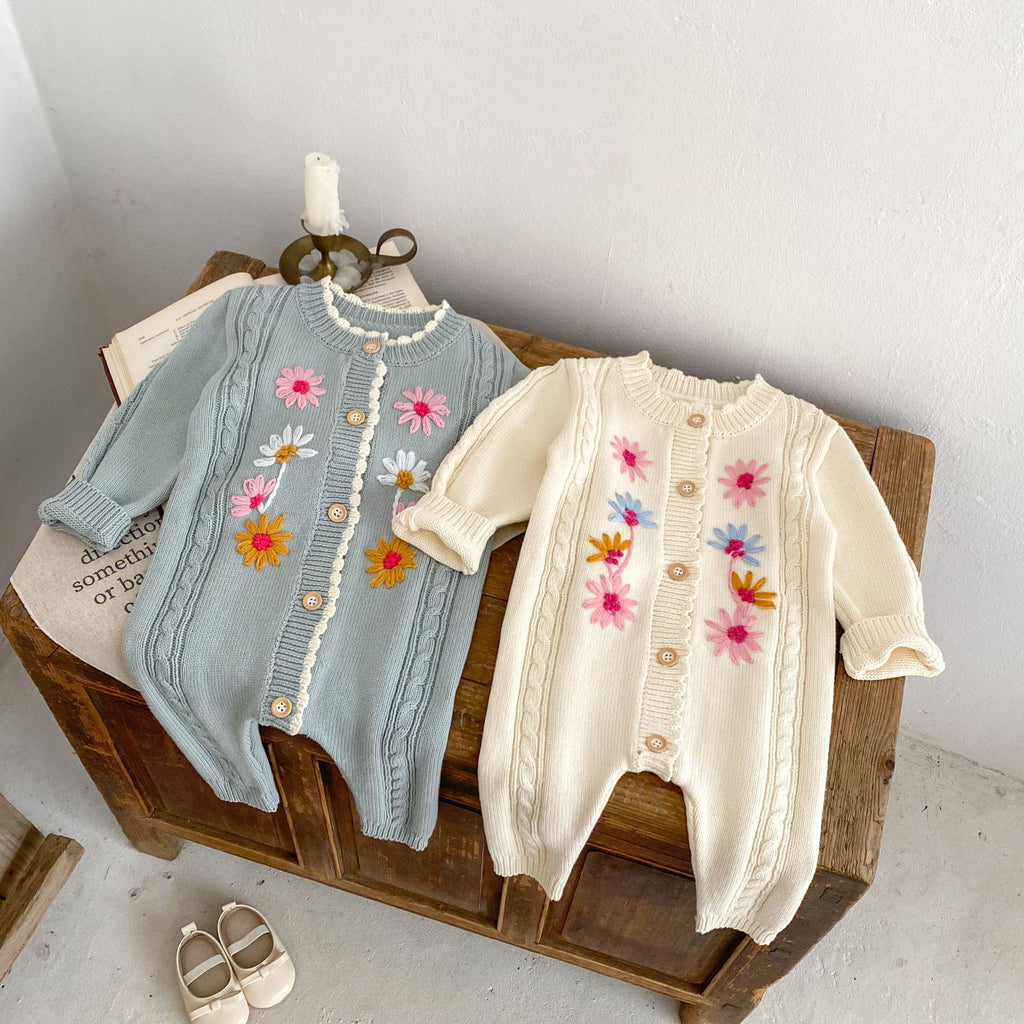 Children's Knitted Jumpsuit with Little Flowers