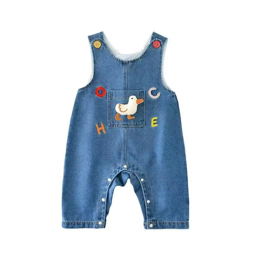 Baby Girls Cartoon Denim Overalls