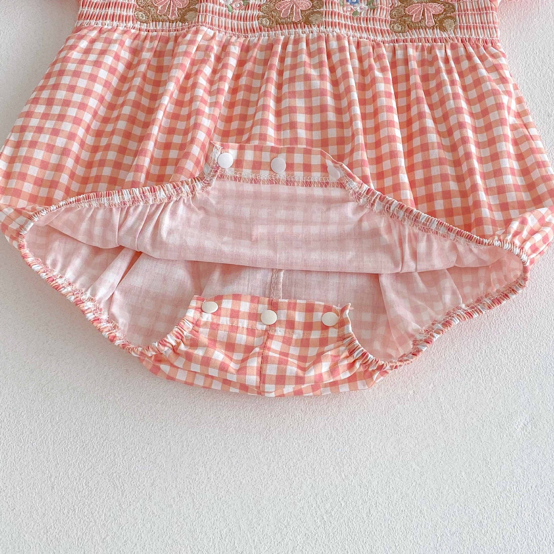 Baby Girl Peter Pan Collar Plaid Romper