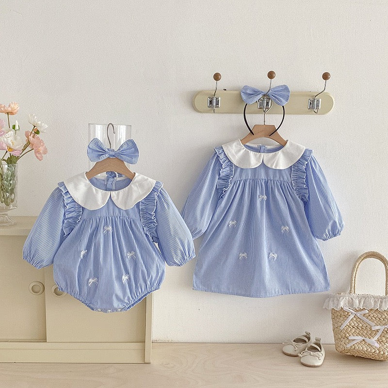 Baby Girls Jumpsuits Long-sleeved Infant Butterfly Bow Dress