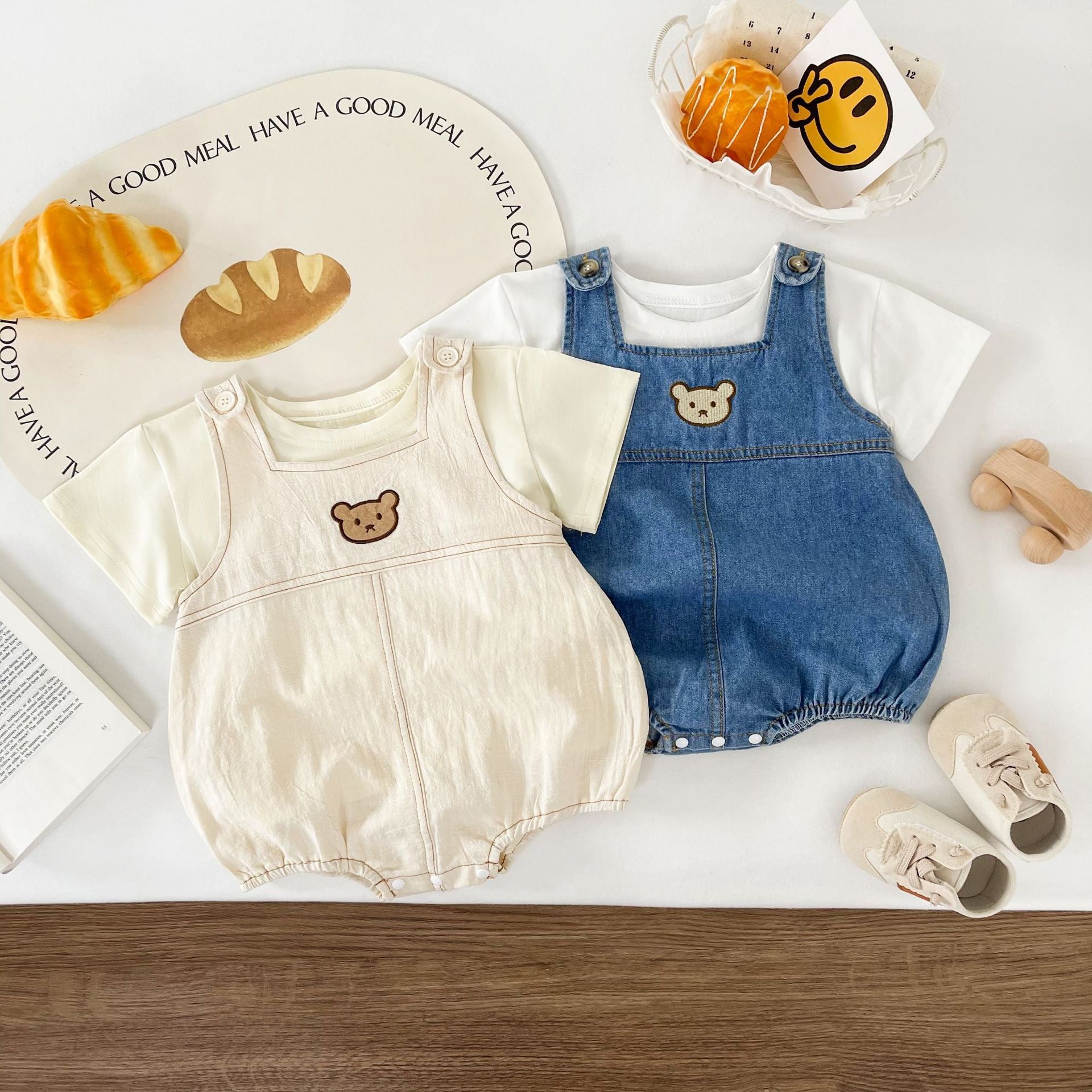 Children's Teddy Bear Overalls Set