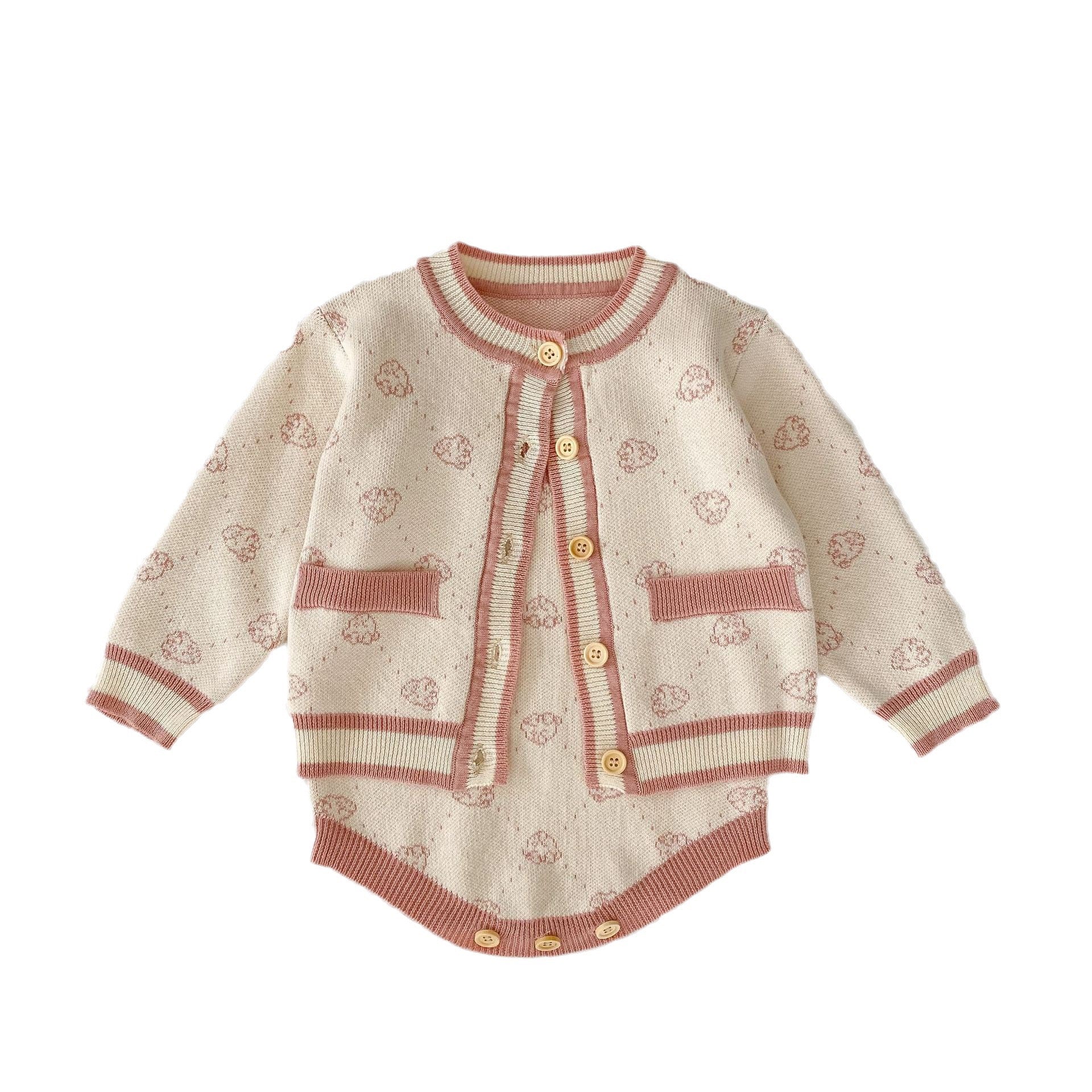 Pink Knitted Bodysuit/Cardigan