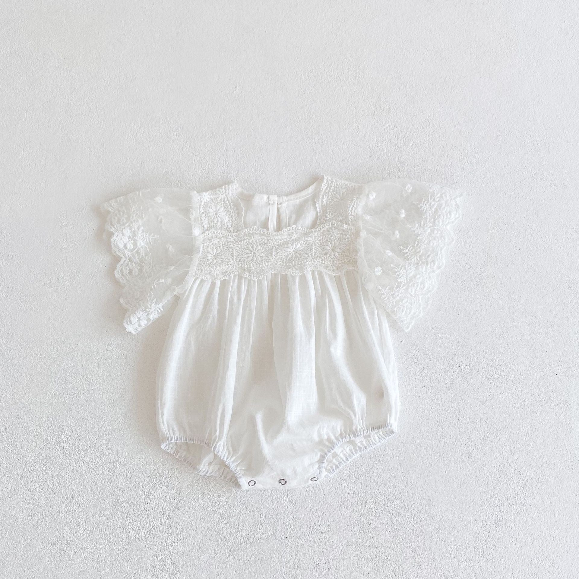 Baby Bodysuit with Lace Tulle Sleeves