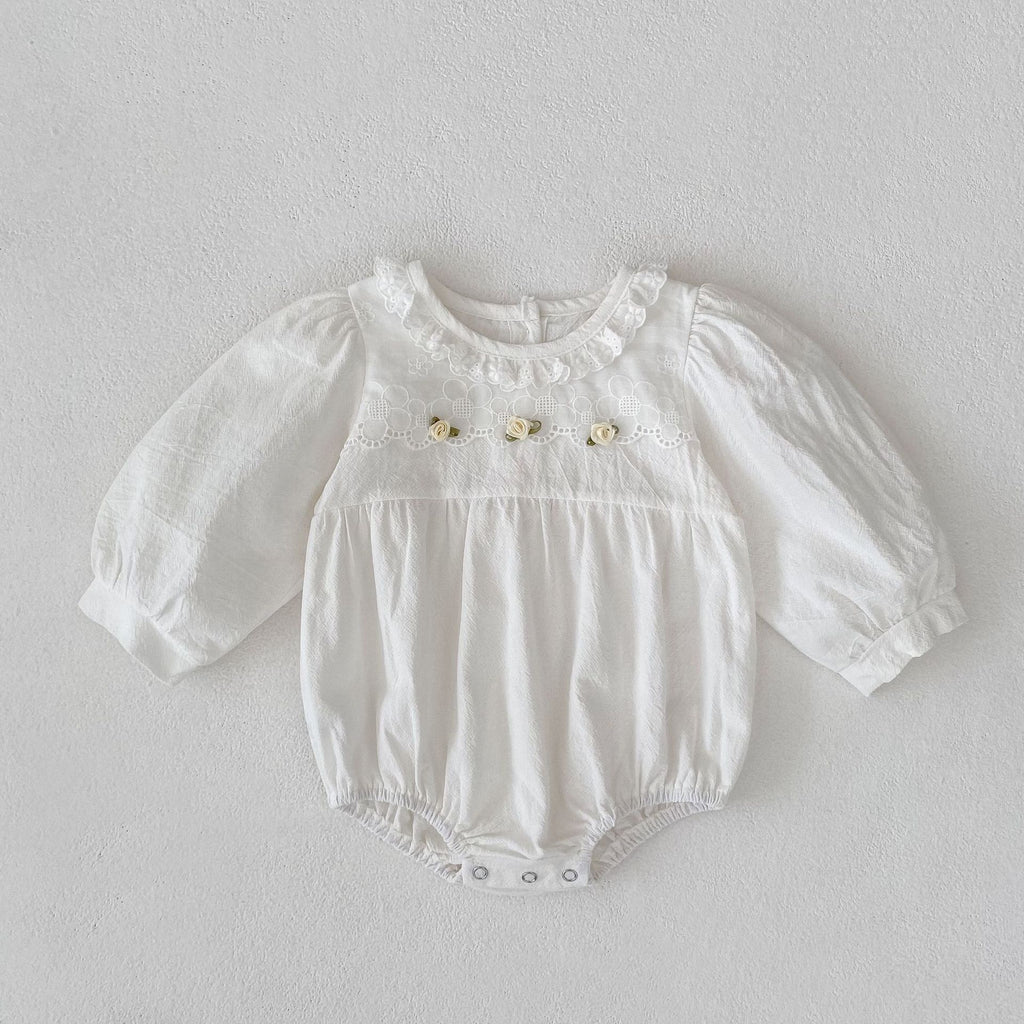 White Baby Bodysuit with Flowers