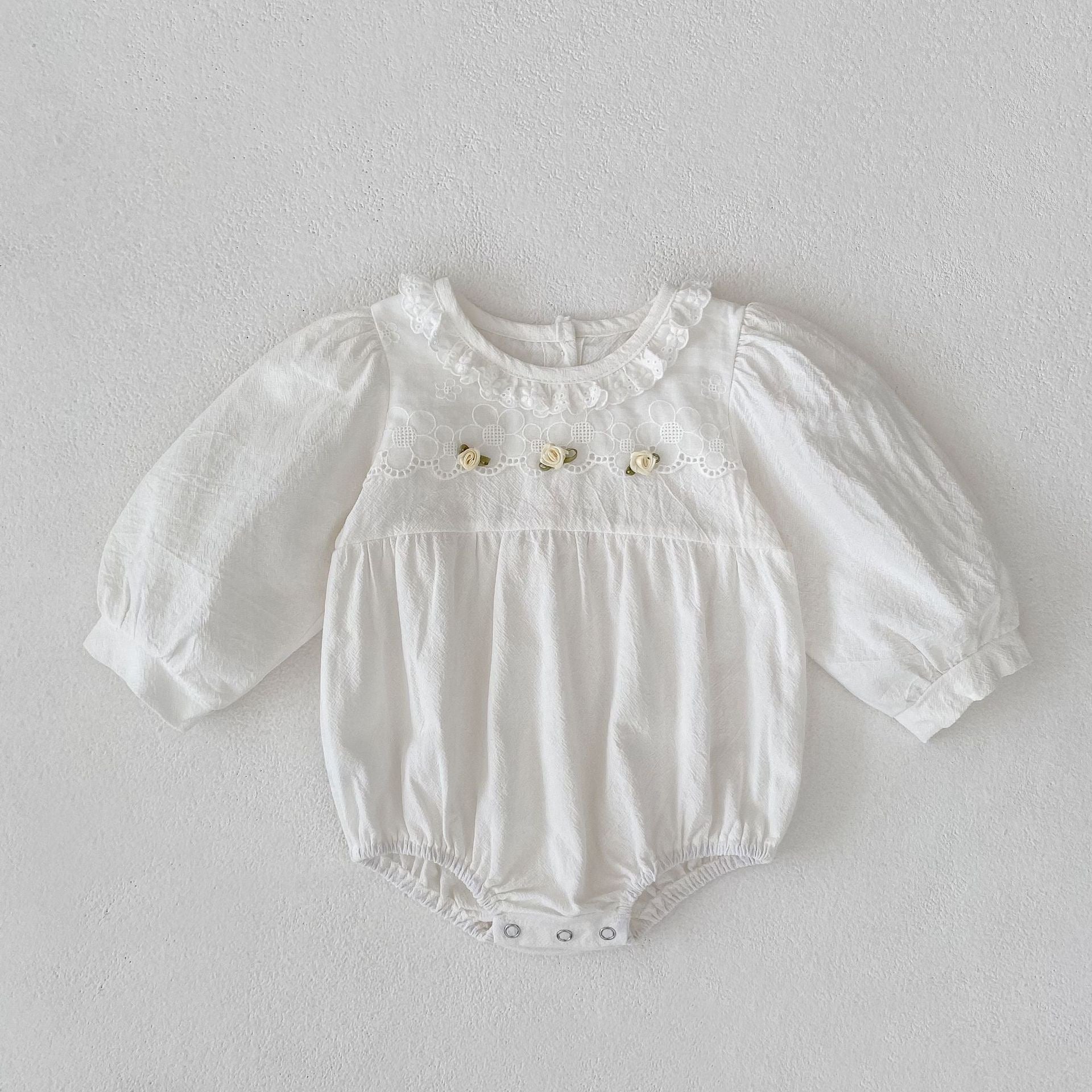 White Baby Bodysuit with Flowers