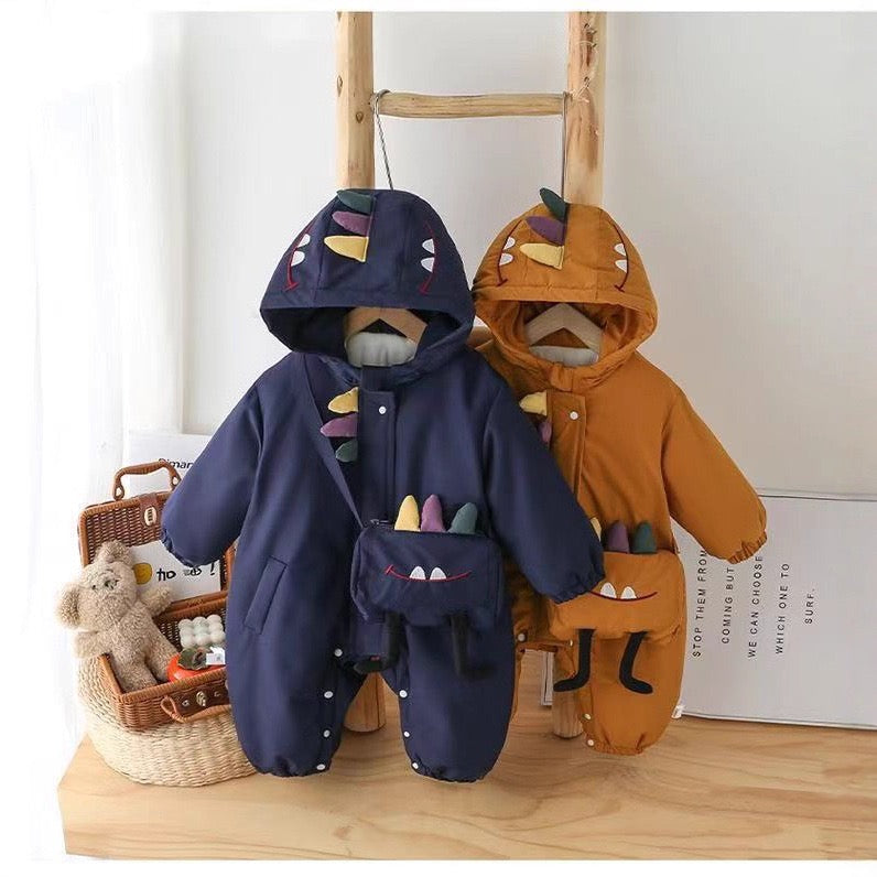 Children's Dinosaur Jumpsuit with Pouch