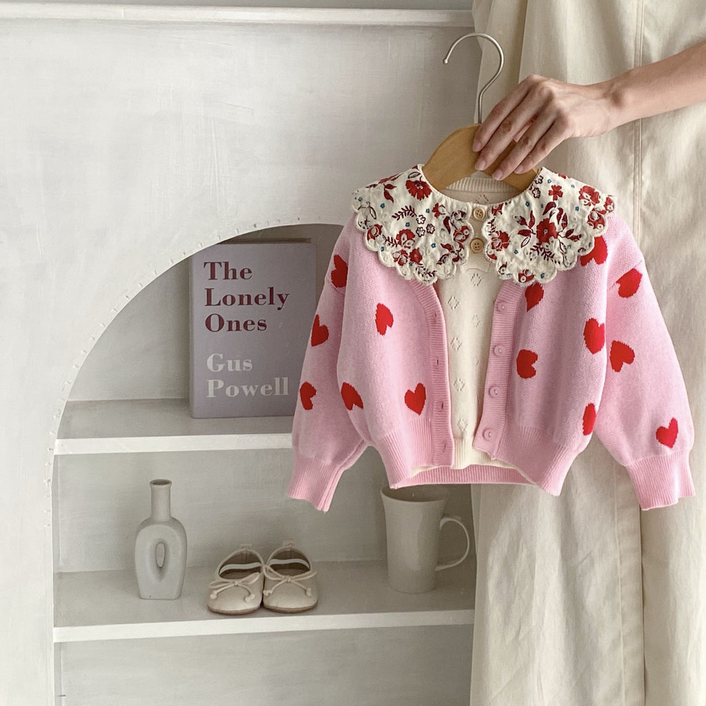 Pink Children's Cardigan with Hearts