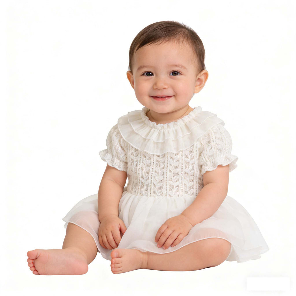 Lace Baby Romper Bodysuit Layered Tulle Cake Princess Dress
