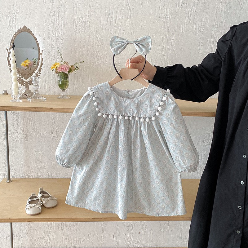 Long Sleeved Kids Clothes Autumn Triangle Sisters Dress