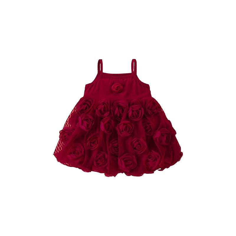 Children's Red Flowers Dress