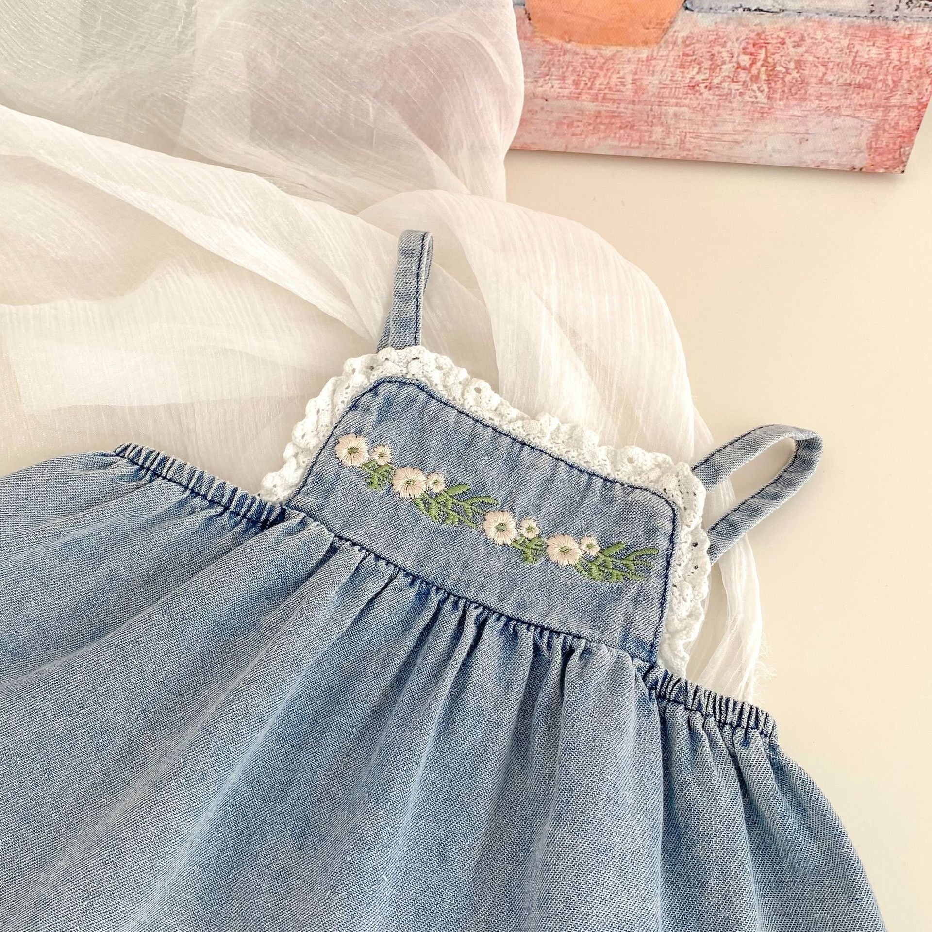 Children's Denim Set with Flowers