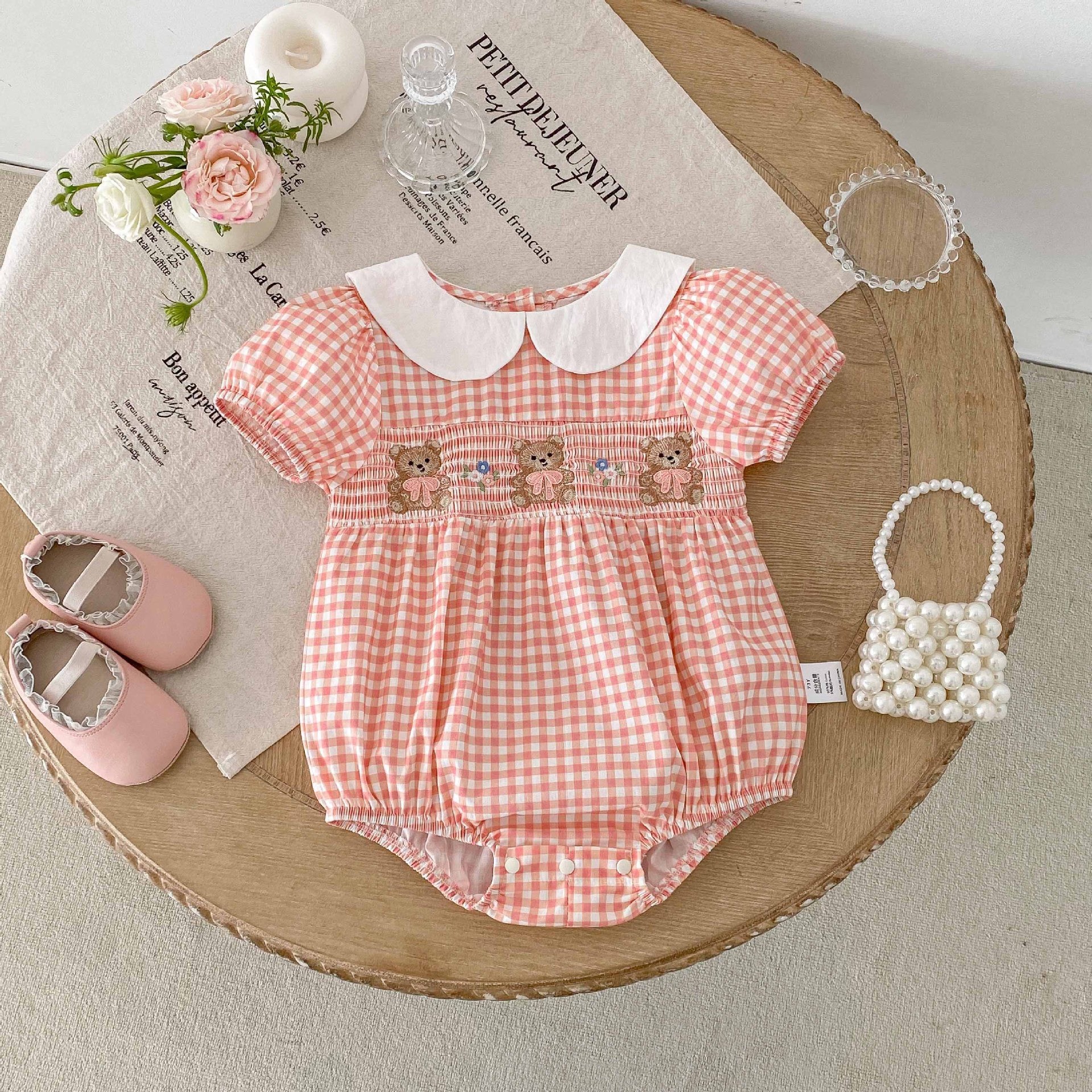 Baby Girl Peter Pan Collar Plaid Romper