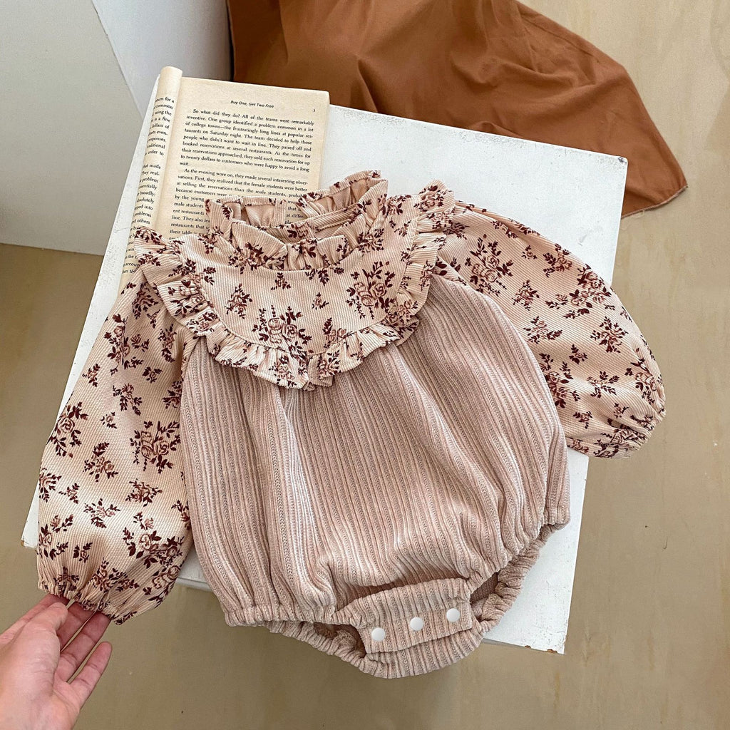 Baby Girl Corduroy Bodysuit with Hat