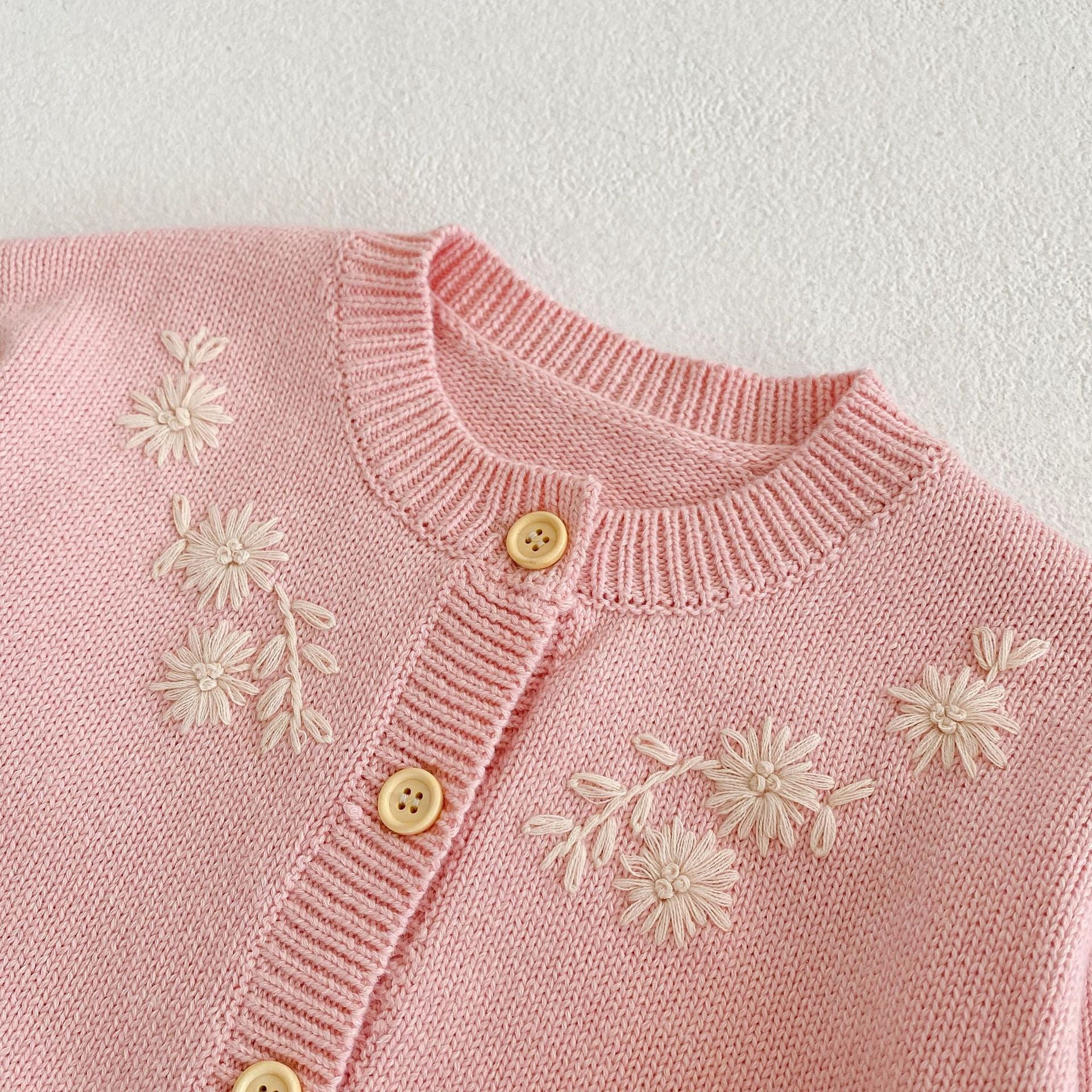 Children's Knitted Set with Embroidered Flowers