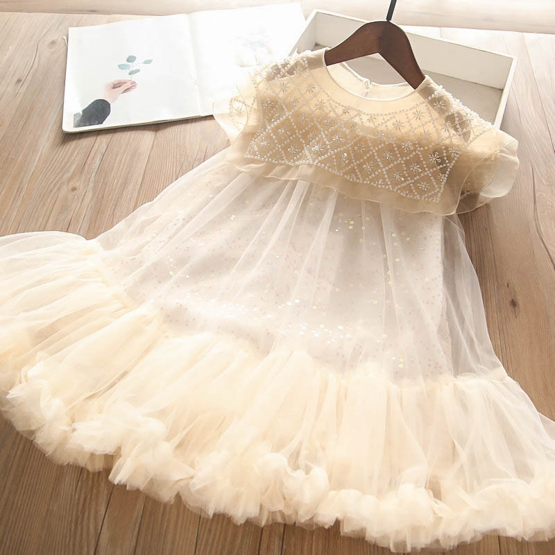 Vestito glitterato per bambine con ruches