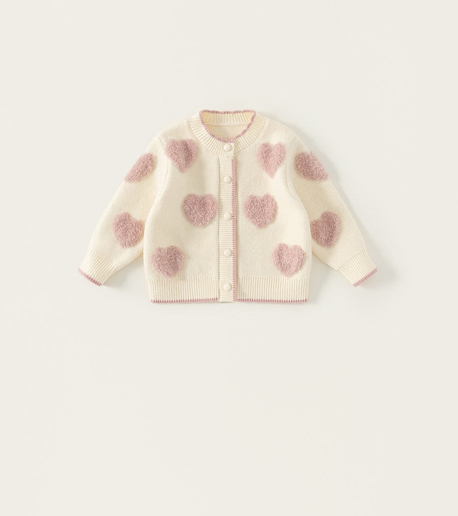 Knitted Cardigan with Hearts