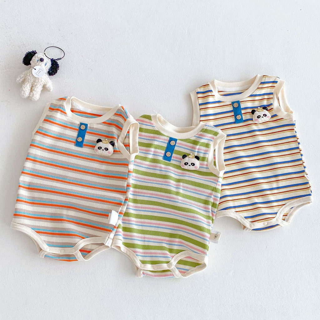Baby Cartoon Striped Vest Romper