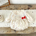 Baby Girls Lace Splice Long Sleeve Cotton Bodysuit