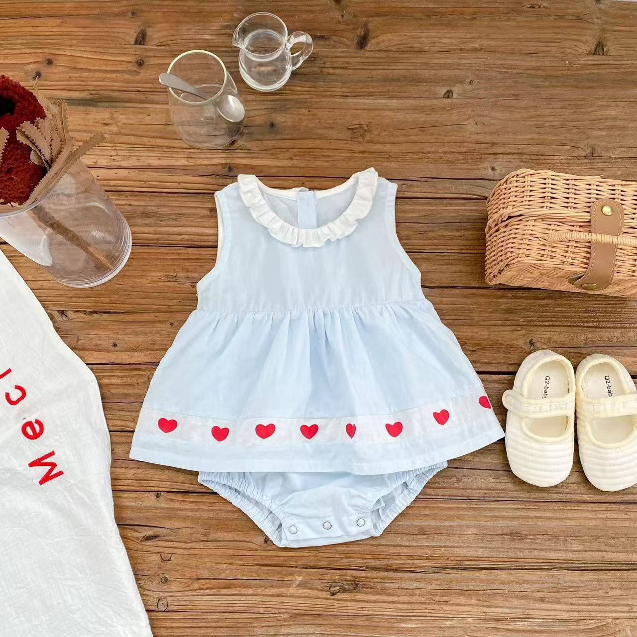Baby Girls Cotton Mesh Summer Bodysuit