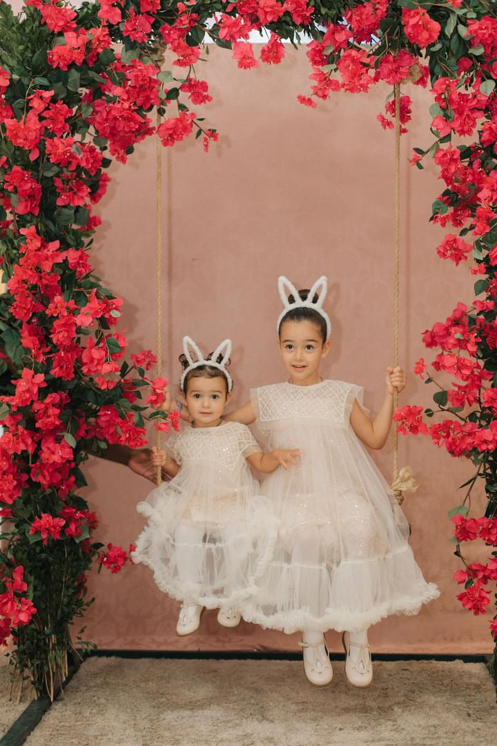 Vestito glitterato per bambine con ruches