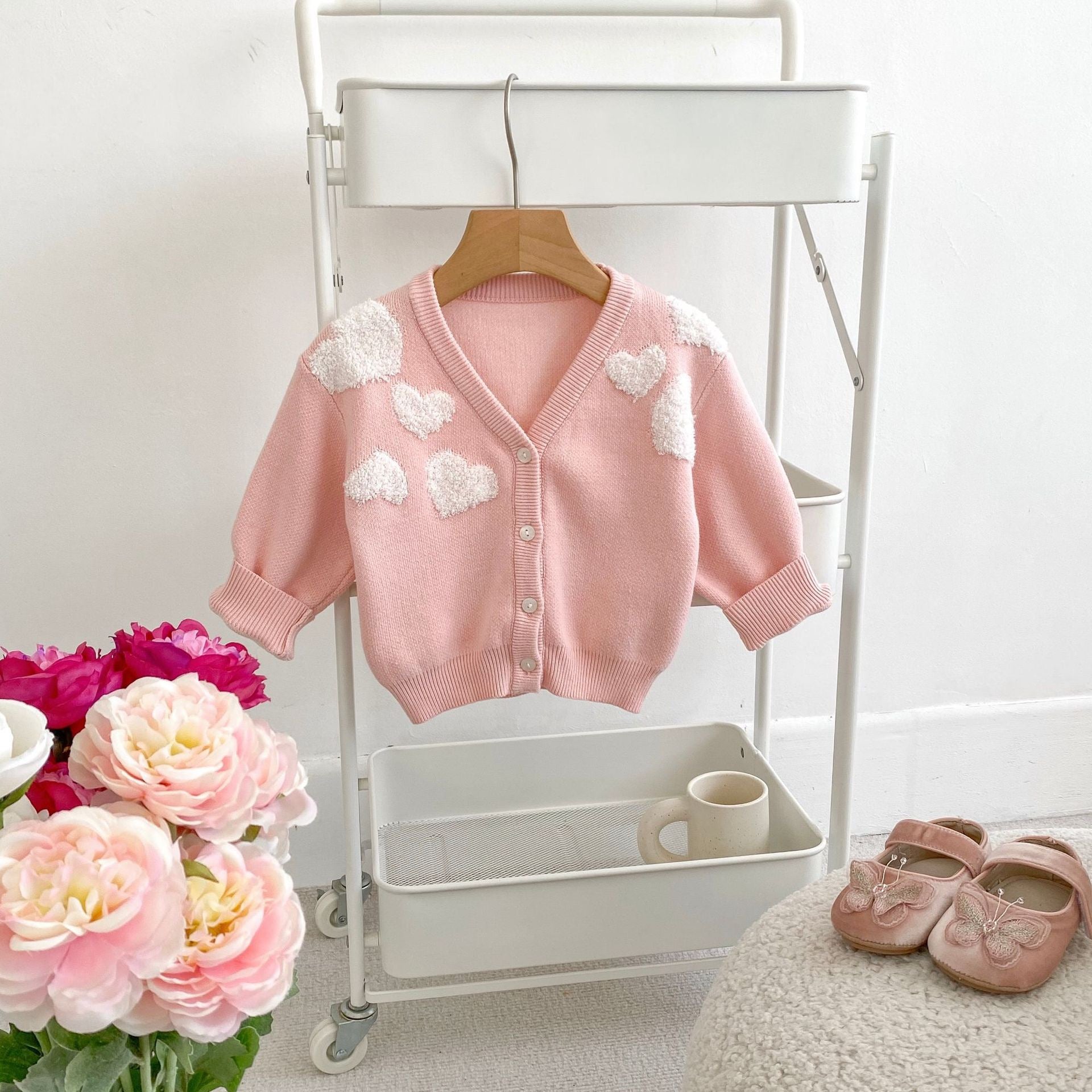 Children's Knitted Cardigan with Love Buttons