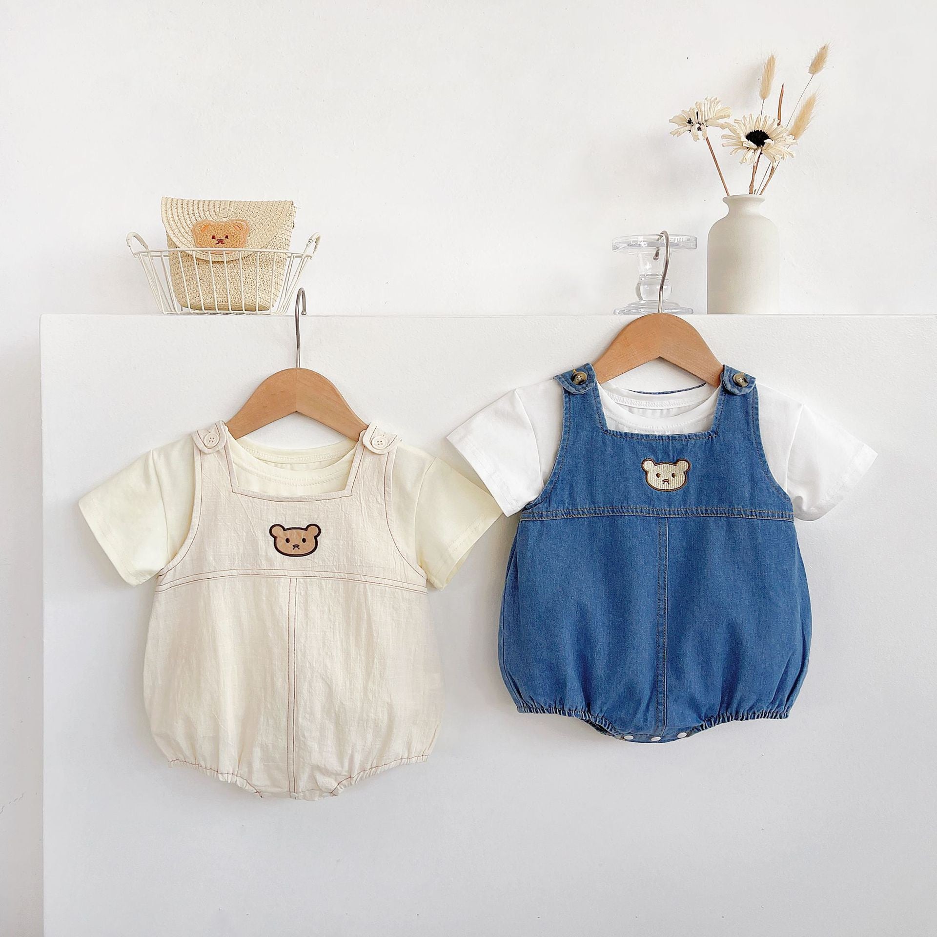 Children's Teddy Bear Overalls Set